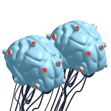 Cyber brain wired neural network. Robotic eternal organ. Cyborg brain Stock Illustration