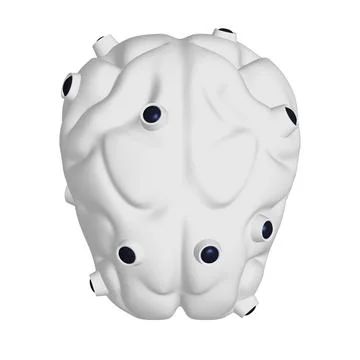 Cyber brain wired neural network. Robotic eternal organ. Cyborg brain 스톡 일러스트