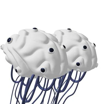 Cyber brain wired neural network. Robotic eternal organ. Cyborg brain Illustrazione stock