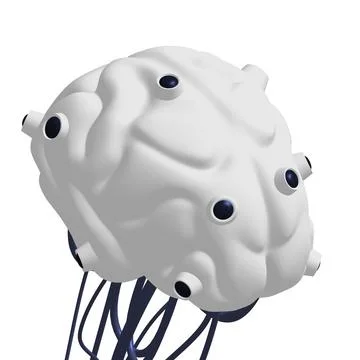 Cyber brain wired neural network. Robotic eternal organ. Cyborg brain 스톡 일러스트