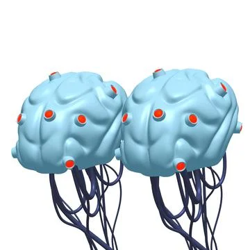 Cyber brain wired neural network. Robotic eternal organ. Cyborg brain Illustrazione stock