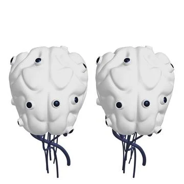 Cyber brain wired neural network. Robotic eternal organ. Cyborg brain イラスト素材