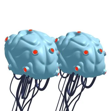 Cyber brain wired neural network. Robotic eternal organ. Cyborg brain Stock Illustration