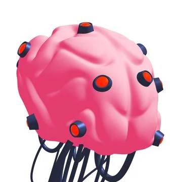 Cyber brain wired neural network. Robotic eternal organ. Cyborg brain Illustrazione stock