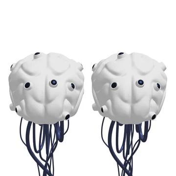 Cyber brain wired neural network. Robotic eternal organ. Cyborg brain Stock Illustration