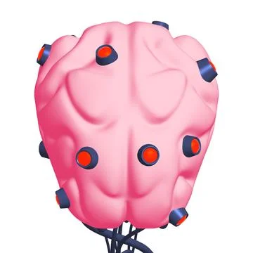Cyber brain wired neural network. Robotic eternal organ. Cyborg brain Illustrazione stock