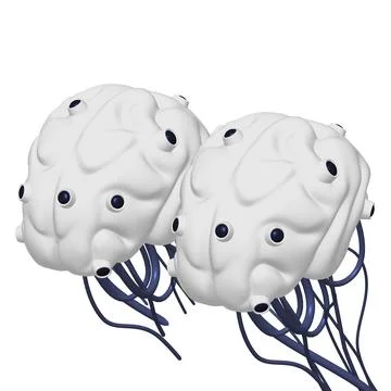 Cyber brain wired neural network. Robotic eternal organ. Cyborg brain Illustrazione stock