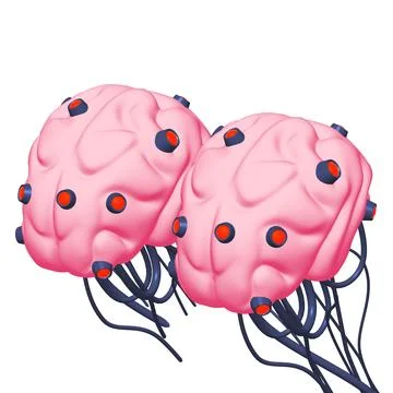 Cyber brain wired neural network. Robotic eternal organ. Cyborg brain Stock Illustration