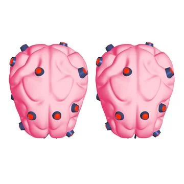 Cyber brain wired neural network. Robotic eternal organ. Cyborg brain Stock Illustration