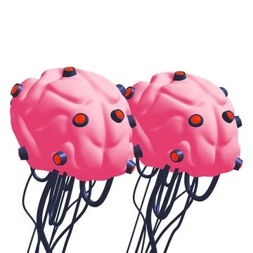 Cyber brain wired neural network. Robotic eternal organ. Cyborg brain イラスト素材