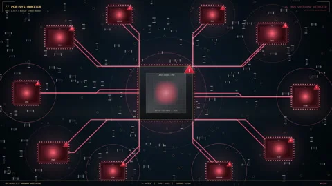 Cyber breach circuit board Stock Footage 346740250