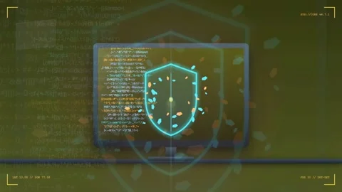 Cyber Breach Detected and Access Granted Alerts on Futuristic Computer Monitor 库存影片 341454828