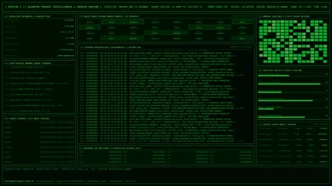 Cyber Breach Engine Hacking Terminal Screen Animation. Stock Footage 345718392
