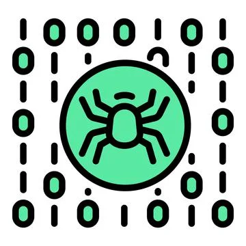 Cyber bug icon outline vector. Ddos code Stock Illustration