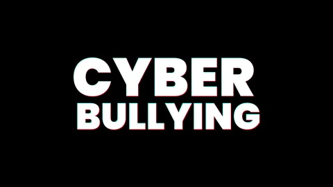 Cyber bullying text Glitch effect animation. isolated on black background. Stock Footage 281333425
