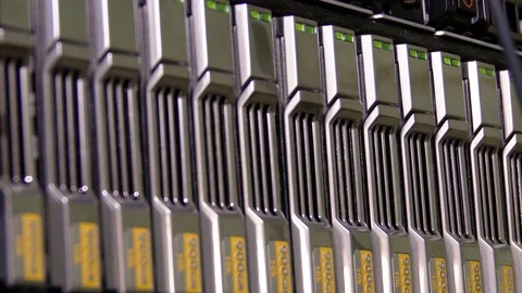 Cyber. Cable server connection with lights. 4K Stock Footage 84384593