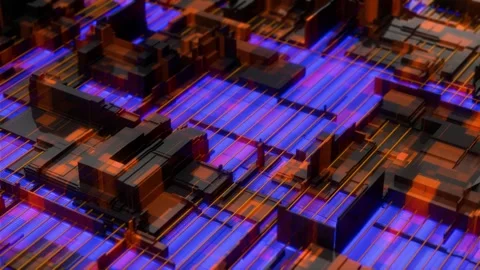 Cyber Circuit Board Glowing Tech Grid Loop Animated Background Stock Footage 314447745