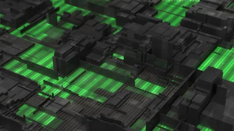 Cyber Circuit Board Glowing Tech Grid Loop Animated Background Stock Footage 314447756