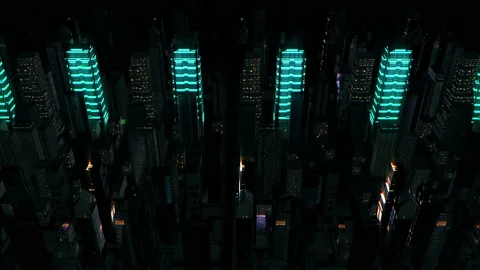 A Cyber City in a 3D animation Stock Footage 238985924