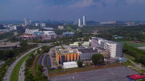 Cyber city Data Center IT hub campus solar panels Majestic aerial view drone Stock Footage 344599250