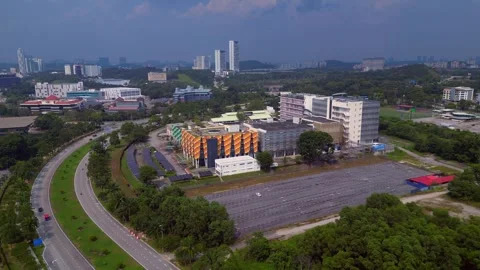 Cyber city Data Center IT hub campus solar panels Great aerial view drone Stock Footage 344607590