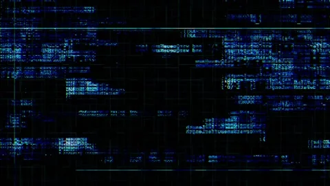 Cyber Code Glitch with Programming Error and Hacker Screen Video stock 341362424