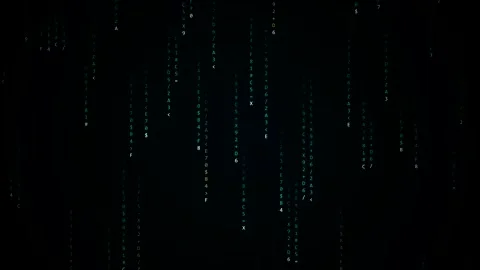 Cyber Code Rain Particles Drifting Diagonally on Black Background 스톡 동영상 348252575