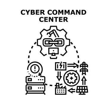 Cyber command center managing digital infrastructure security 库存插图