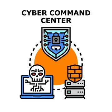 Cyber command center managing network security system Stock Illustration