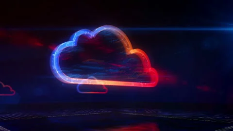 Cyber computing cloud symbol loopable 3d animation Stock Footage 135586253