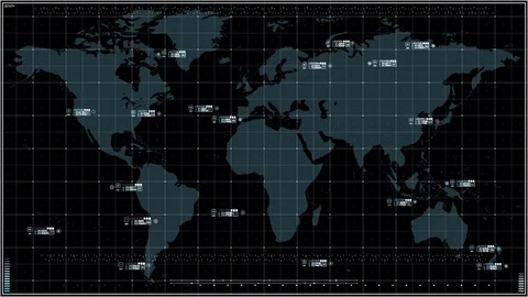 Cyber Concept Of  World Map with HUD Data Elements and Details Видео 71898522