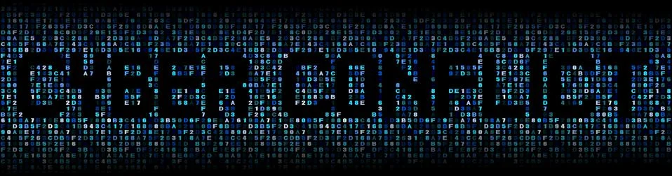 Cyber Conflict text on hex code illustration Stock Illustration