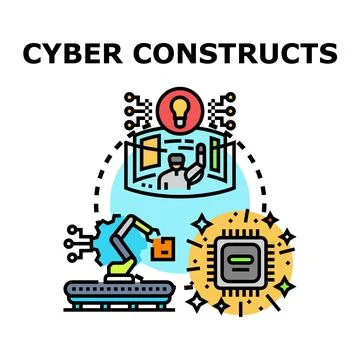 Cyber constructs developing futuristic virtual reality and automation Stock Illustration