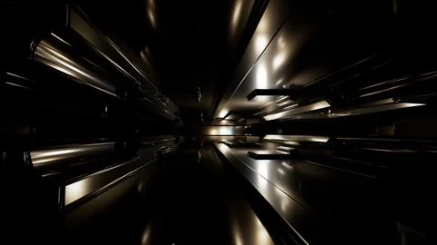 Cyber Corridor with Autonomous Lighting Stock Illustration