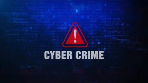 Cyber Crime Alert Warning Error Message Blinking on Screen . Stock Footage 98441119