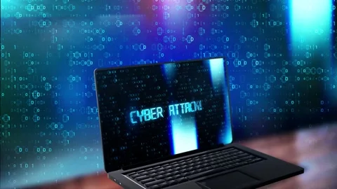 Cyber Crime Attack Computer Error Virus detected Animation Loop Background. Stock Footage 183410893