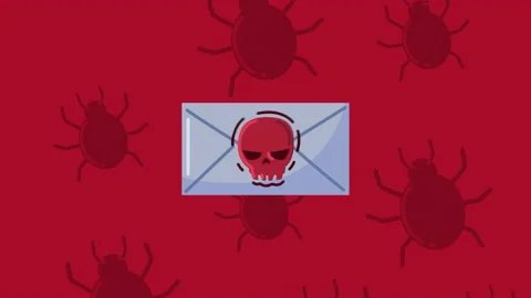 Cyber crime bugs attack pattern and envelope email Vídeos de archivo 154753142