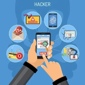 Cyber Crime Concept with Hacker Stock Illustration