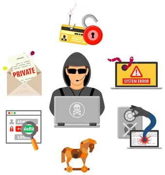 Cyber Crime Concept with Hacker Stock Illustration
