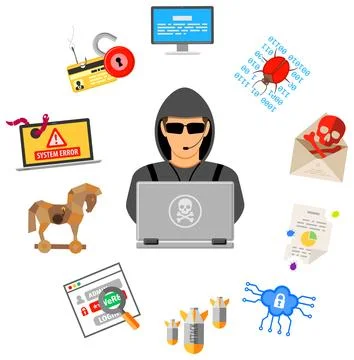 Cyber Crime Concept with Hacker Stock Illustration