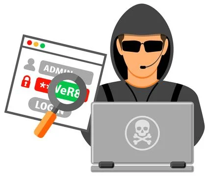 Cyber Crime Concept with Hacker 库存插图