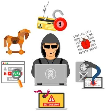 Cyber Crime Concept with Hacker Stockillustratie