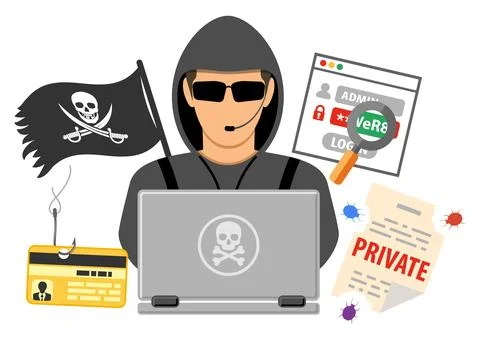 Cyber Crime Concept with Hacker Stock Illustration