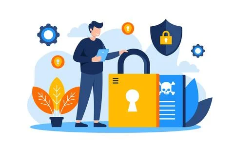Cyber Crime flat vector illustration Stock Illustration