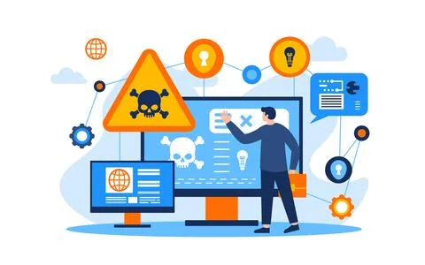 Cyber Crime flat vector illustration イラスト素材