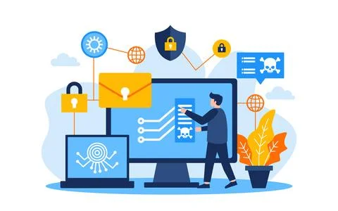 Cyber Crime flat vector illustration Stock Illustration