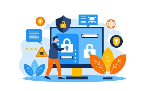 Cyber Crime flat vector illustration Stock Illustration