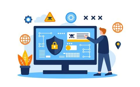 Cyber Crime flat vector illustration Stock Illustration