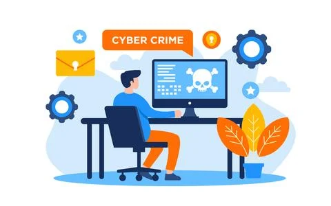 Cyber Crime flat vector illustration イラスト素材