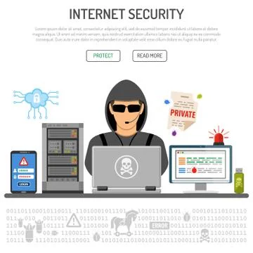 Cyber Crime, Hacking, Internet Security Concept イラスト素材